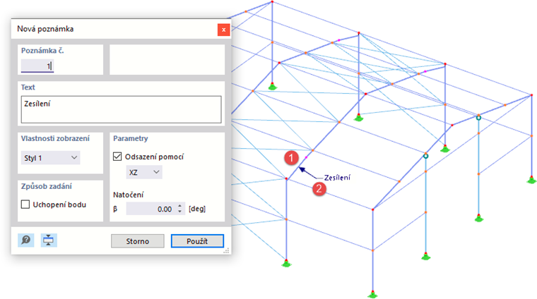 Grafické nastavení poznámky