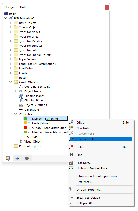 Zobrazení a skrytí poznámek jednotlivě