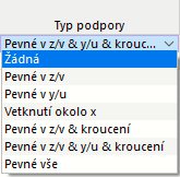 Výběr typu podepření
