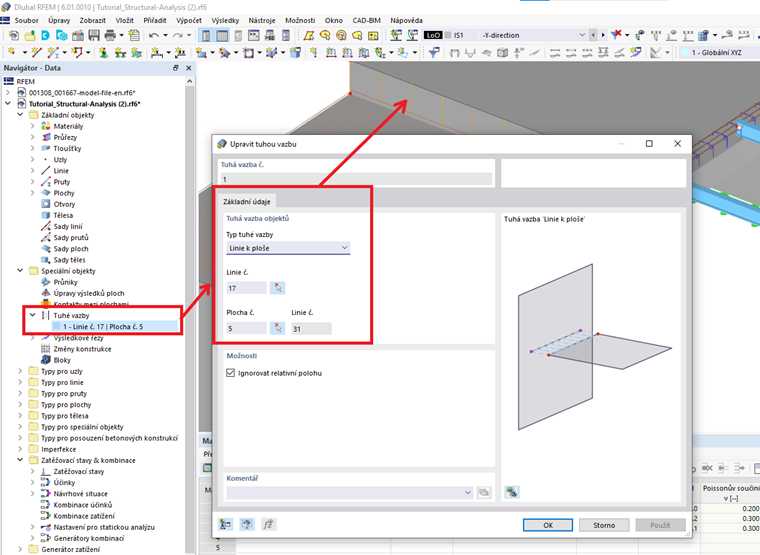 FAQ 005146 | Jak lze v programu RFEM 6 zadat tuhé spojení mezi dvěma plochami?