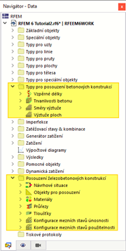 Kategorie pro posouzení betonu v navigátoru