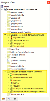 Kategorie pro posouzení betonu v navigátoru