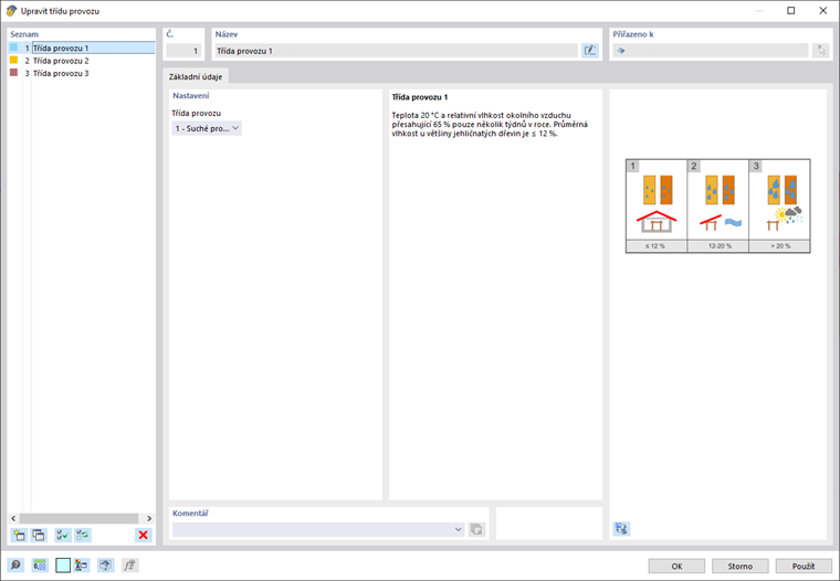 Dialog 'Nová třída provozu'