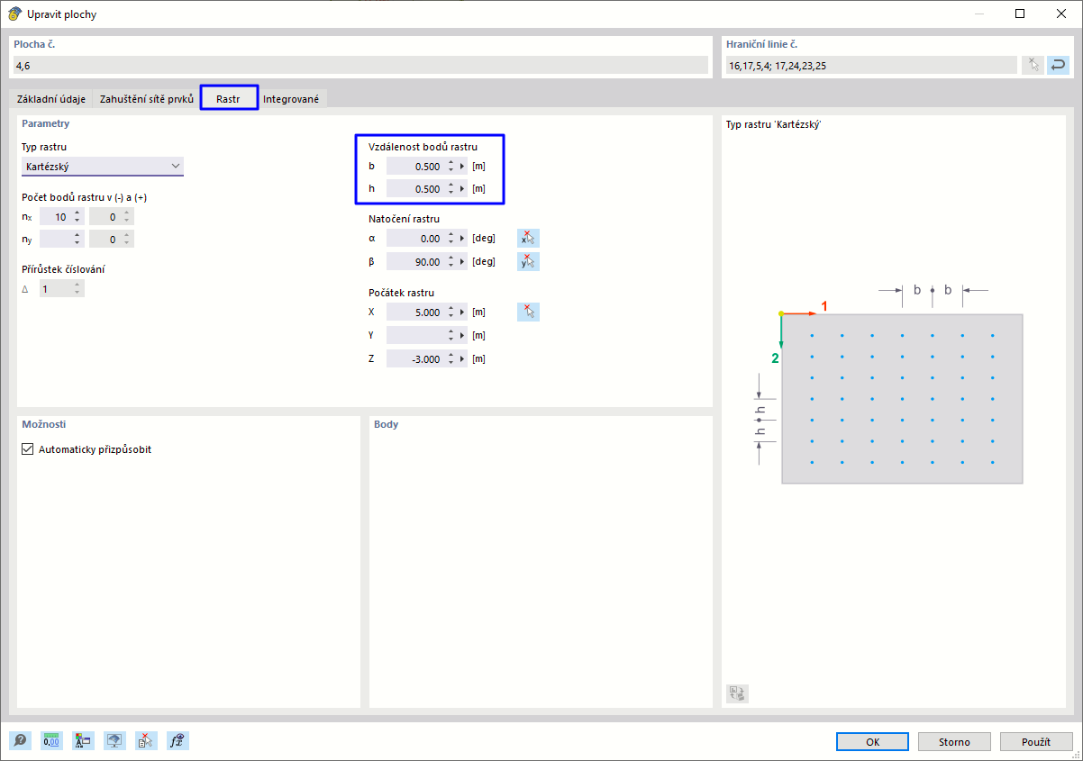 Úprava rastru pro výsledky na plochách