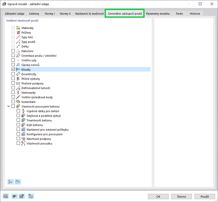 Generátor zástupců prutů
