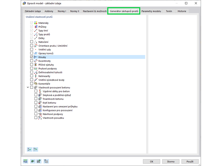 Generátor zástupců prutů