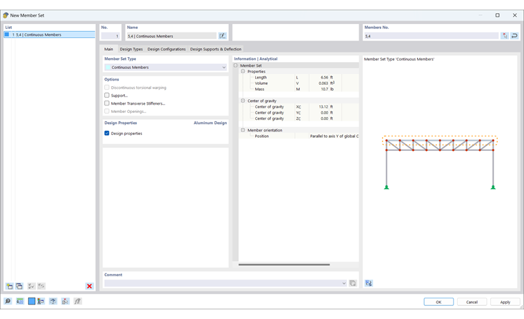 Dialogové okno "Upravit průřez", Aktivované vlastnosti posouzení pro posouzení hliníku