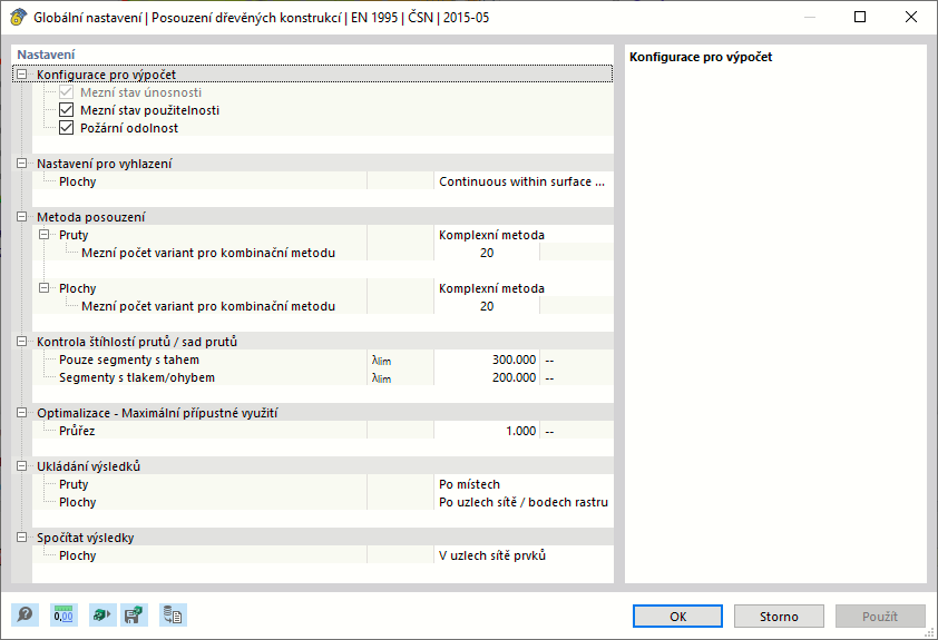Globální nastavení | Posouzení dřevěných konstrukcí