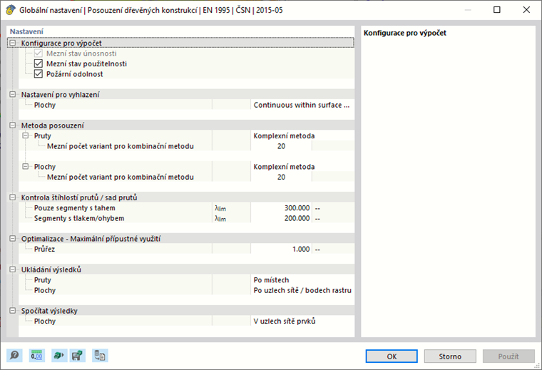 Globální nastavení | Posouzení dřevěných konstrukcí