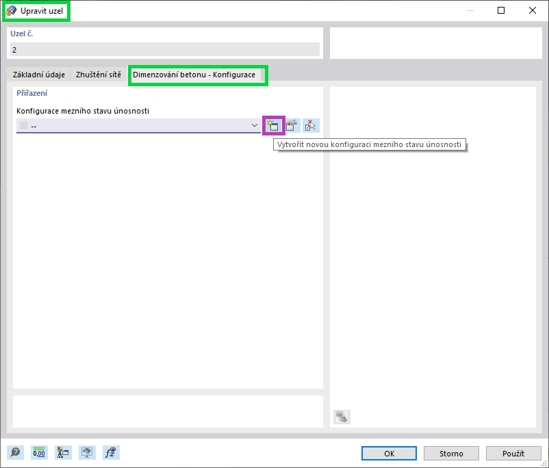 Posouzení železobetonových konstrukcí - konfigurace