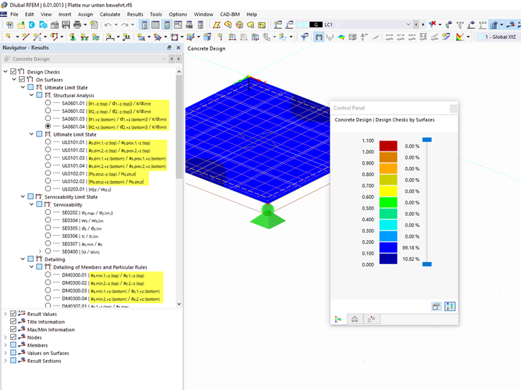 FAQ 005153 | Lze v programu RFEM 6 posuzovat také plochy s jednou vrstvou výztuže?