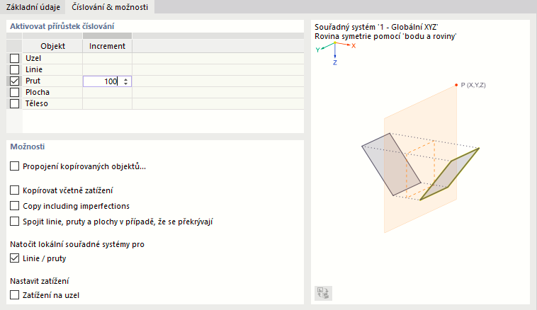 Úprava číslování a možnosti nastavení