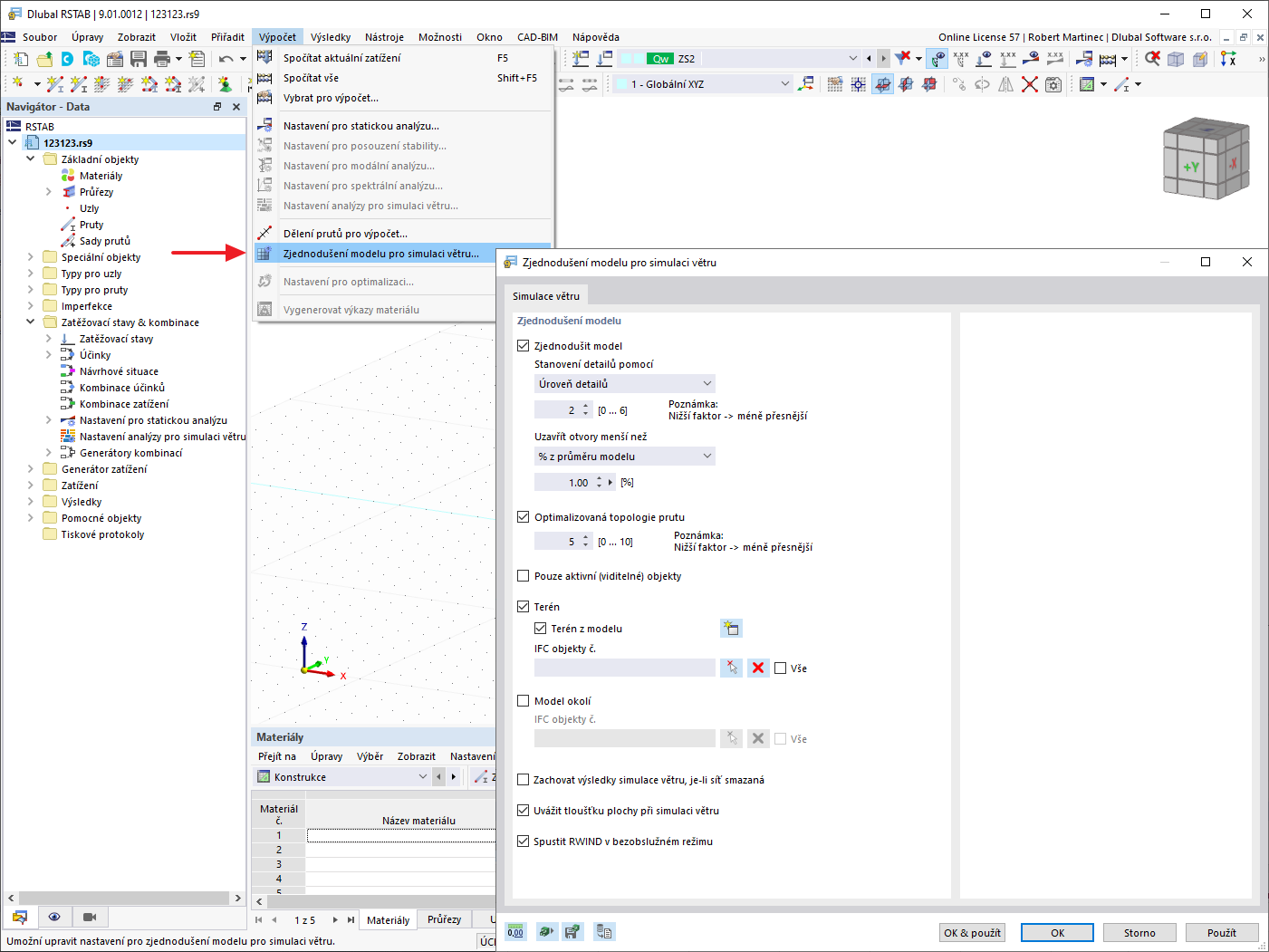 FAQ 005157 | Kde mohu upravit nastavení simulace větru v programu RFEM 6 / RSTAB 9?