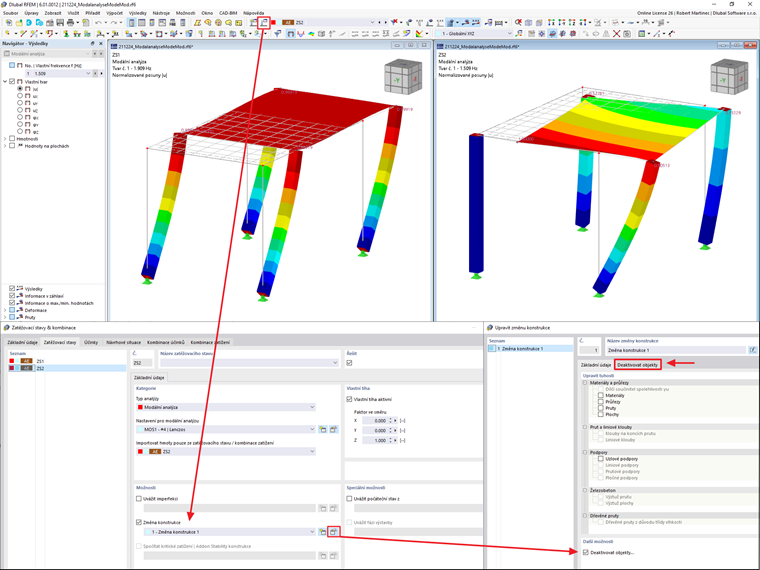 FAQ 005161 | Jak mohu ve své modální analýze simulovat neúčinnost objektu, například sloupu?