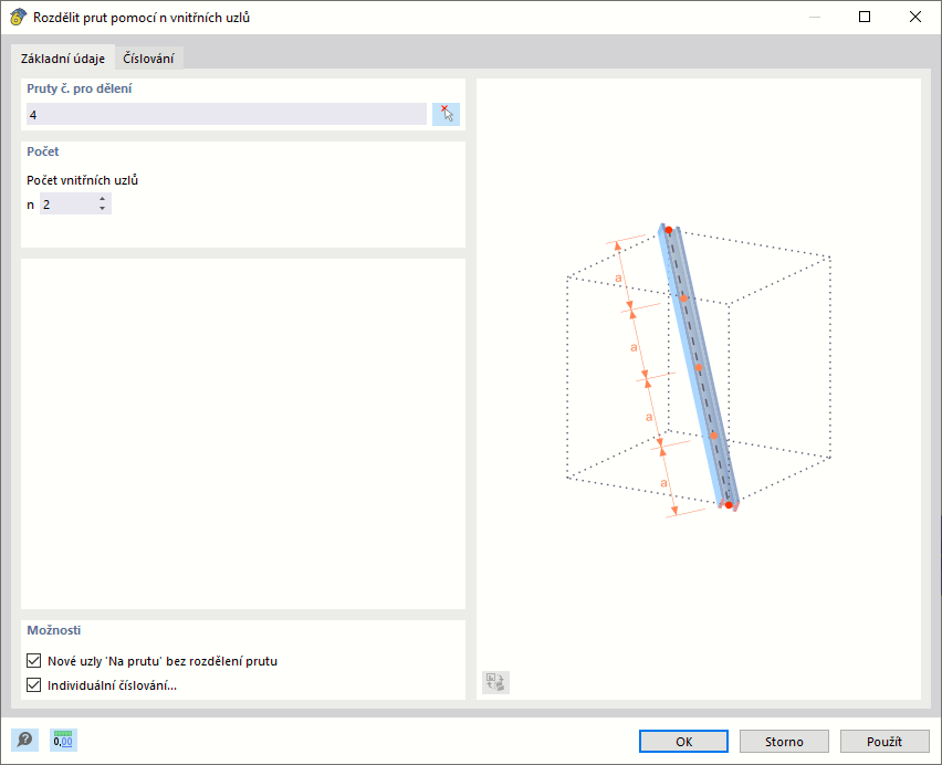 Dělení prutu v třetinách