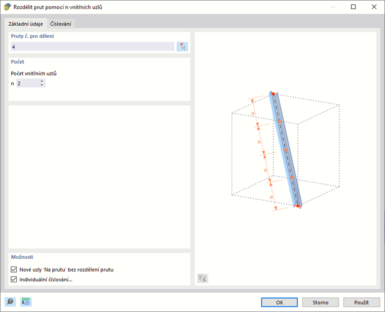 Dělení prutu v třetinách