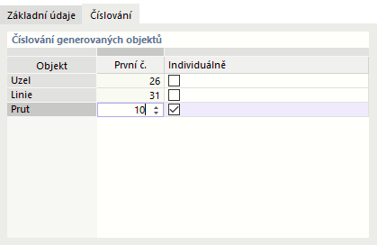 Úprava číslování vygenerovaných objektů