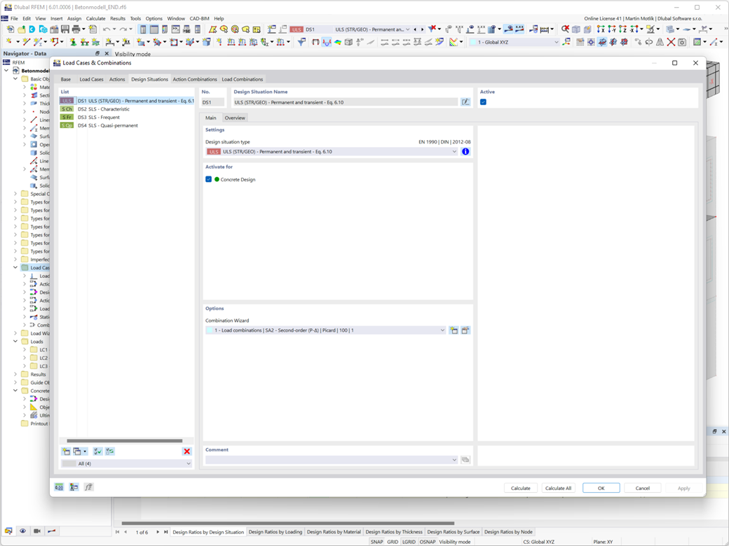 Návrhová situace pro posouzení železobetonu