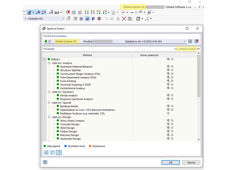 FAQ 005165 | Existují pro programy RFEM 6 a RSTAB 9 pouze online licence?
