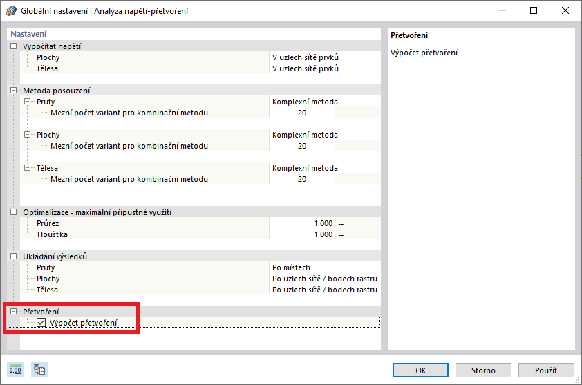 FAQ 005166 | Je možné zobrazit analýzu deformace plochy (mezní hodnota 0,5 ‰)?