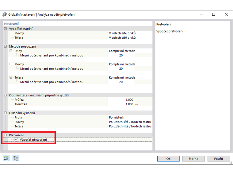 FAQ 005166 | Je možné zobrazit analýzu deformace plochy (mezní hodnota 0,5 ‰)?