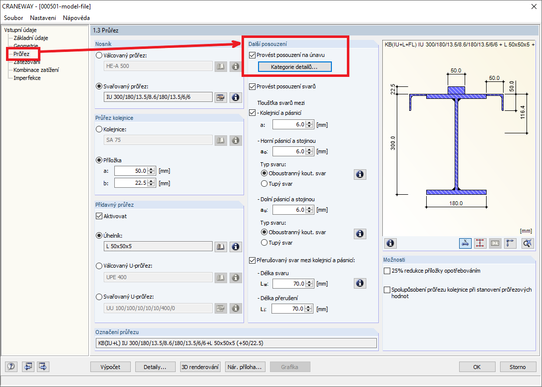 FAQ 005169 | Kde se aktivuje posouzení na únavu v programu CRANEWAY?