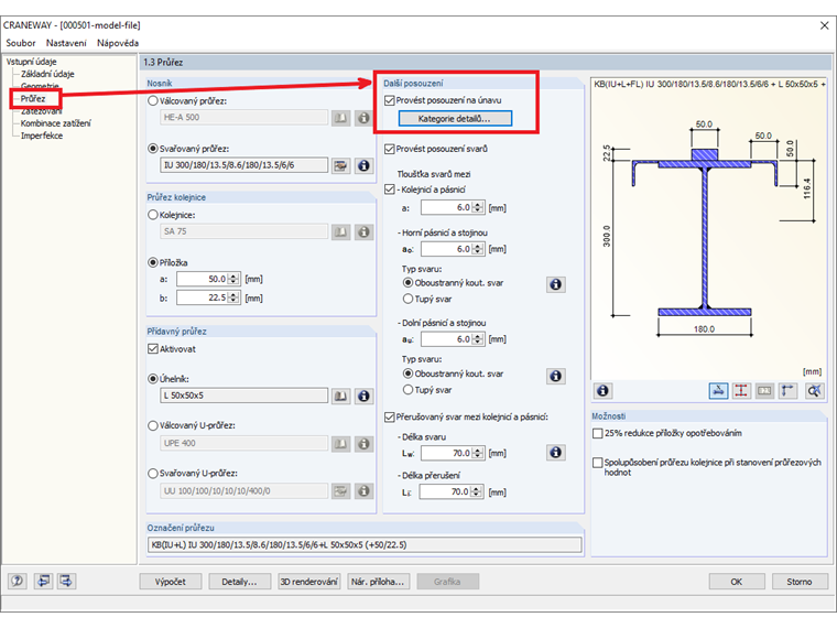 FAQ 005169 | Kde se aktivuje posouzení na únavu v programu CRANEWAY?