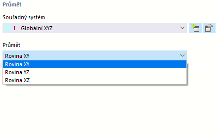 Zadejte průmět výztuže