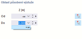 Zadejte oblast působení výztuže