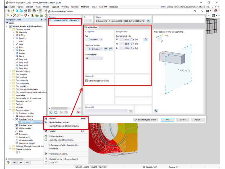 FAQ 005168 | Je možné pro vizualizaci výsledků vytvořit různé roviny řezu?