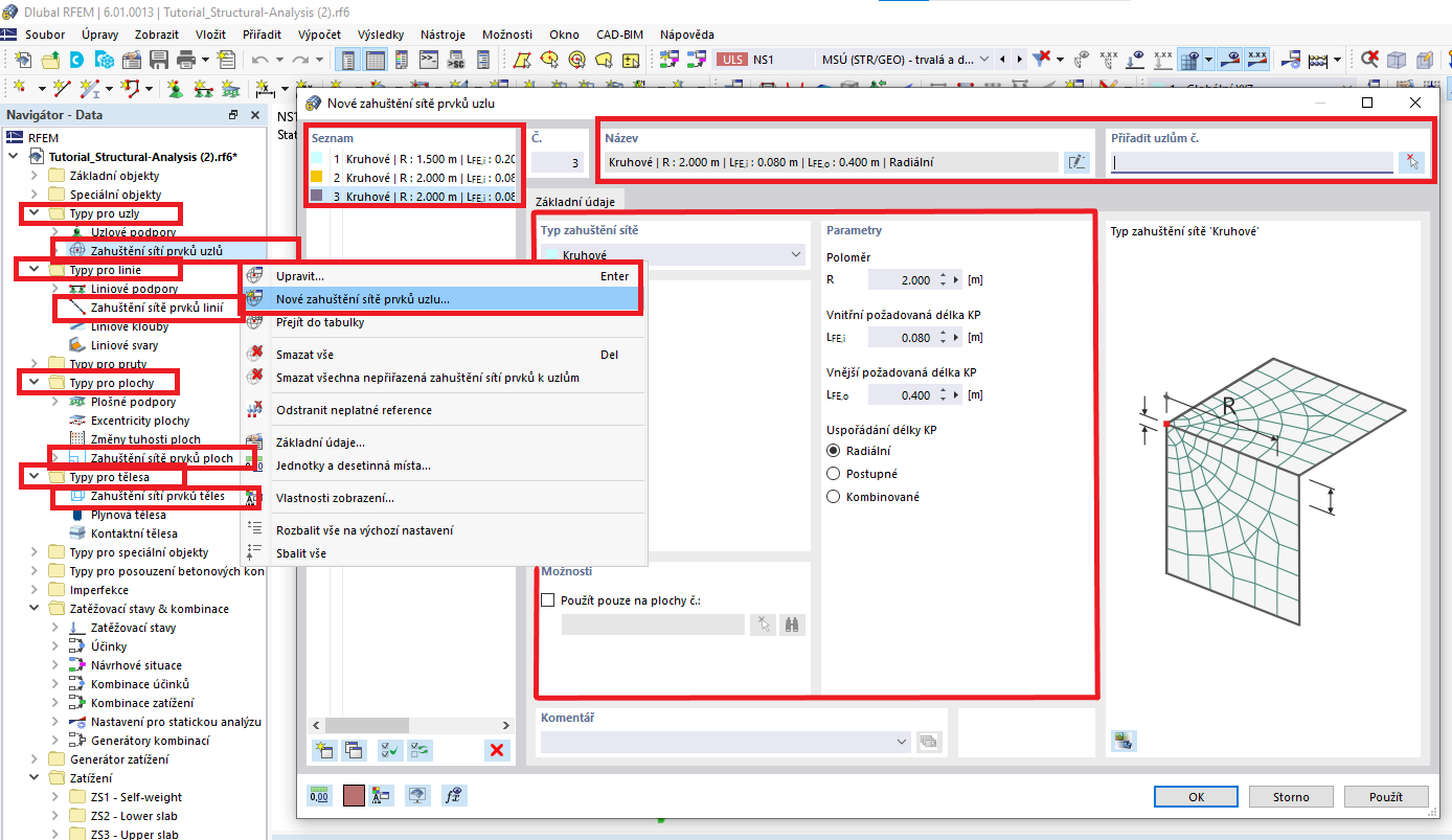 FAQ 005170 | Jak lze v programu RFEM 6 definovat zahuštění sítě prvků? V programu RFEM 5 byla tato možnost k dispozici v navigátoru Data.