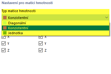 Vyberte typ matice hmot