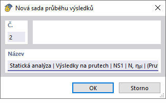 Dialog ' Nová sada průběhů výsledků '
