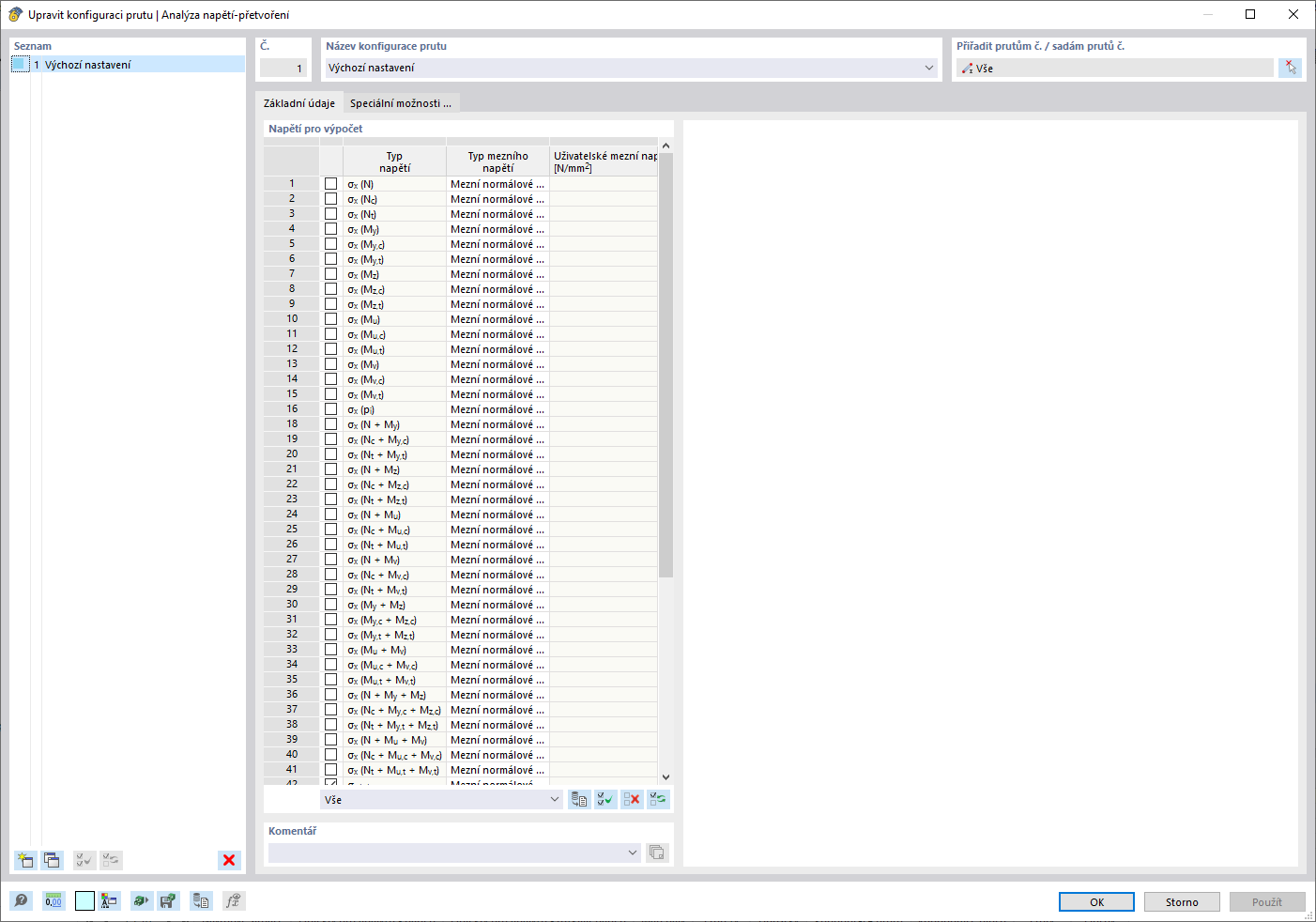 Úprava konfigurace - Analýza napětí-přetvoření