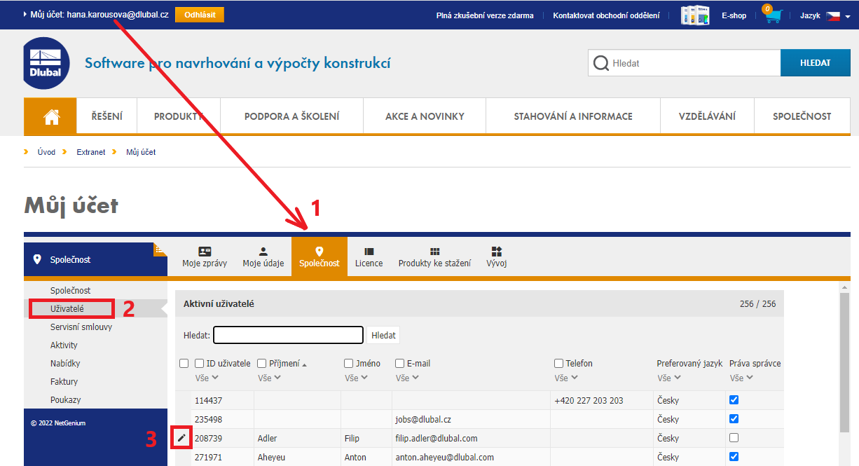 FAQ 005174 | Jak mohu deaktivovat uživatele extranetu?