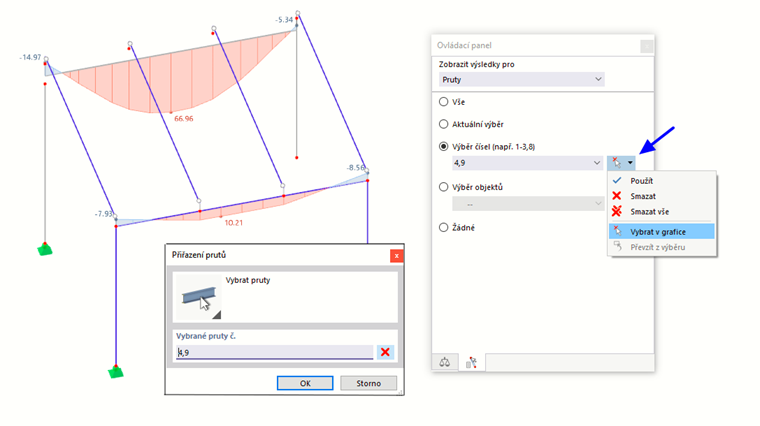 Grafické stanovení čísel prutů