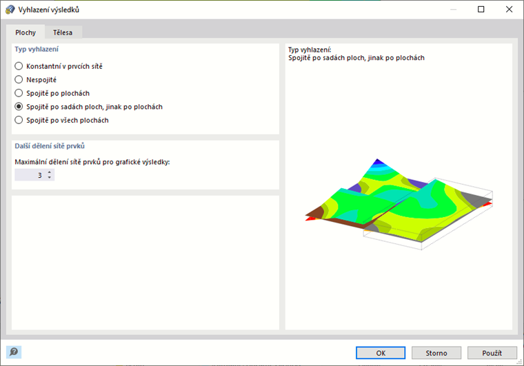 Dialog 'Vyhlazení výsledků' pro výsledky na plochách