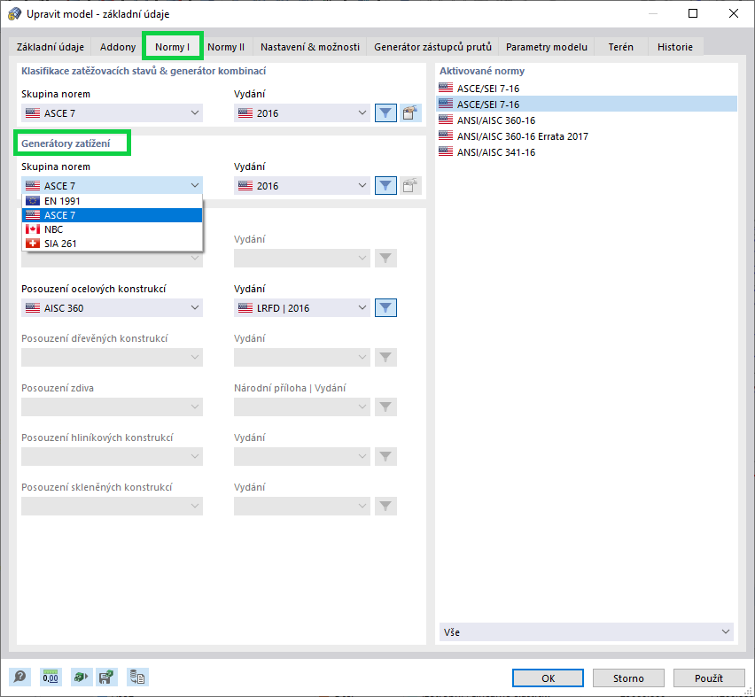Výběr norem pro generátory zatížení
