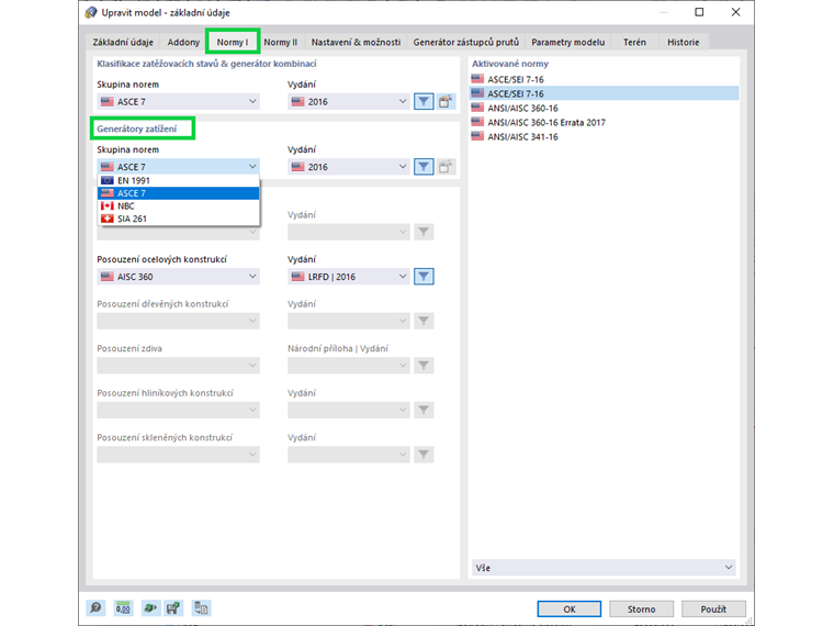 Výběr norem pro generátory zatížení