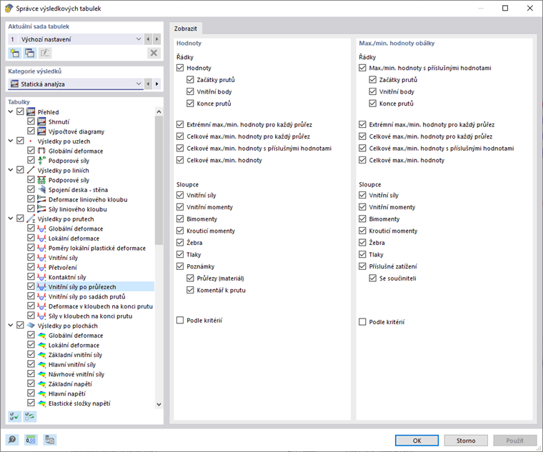 Dialog "Správce výsledkových tabulek"