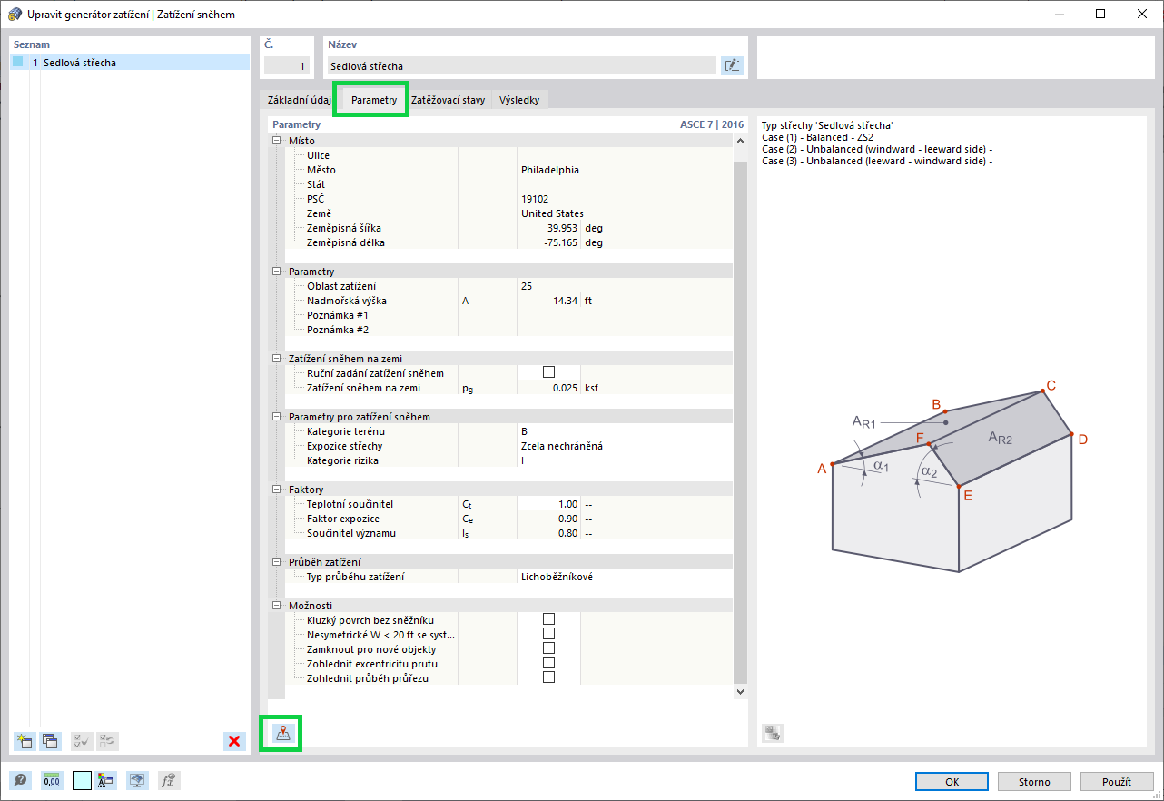 Parametry pro stanovení zatížení sněhem