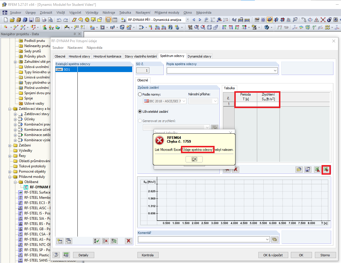 FAQ 005181 | Mohu exportovat spektrum odezvy z programu RFEM 6 a použít ho například v programu RFEM 5?