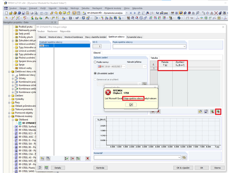 FAQ 005181 | Mohu exportovat spektrum odezvy z programu RFEM 6 a použít ho například v programu RFEM 5?
