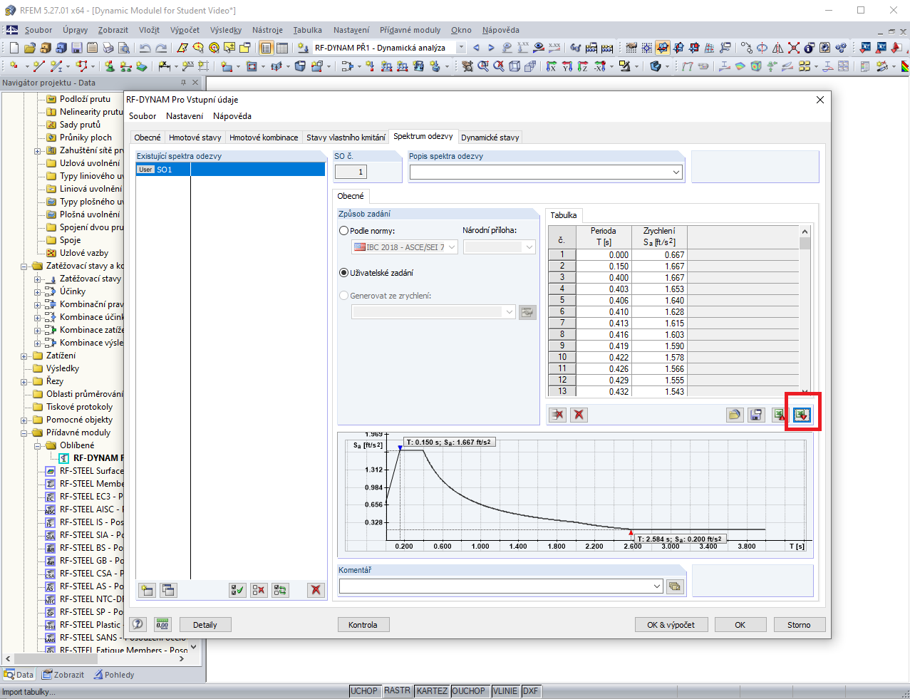FAQ 005181 | Mohu exportovat spektrum odezvy z programu RFEM 6 a použít ho například v programu RFEM 5?