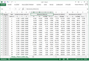 Tabulka Excel s hlavními vnitřními silami a momenty
