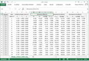 Tabulka Excel s hlavními vnitřními silami a momenty