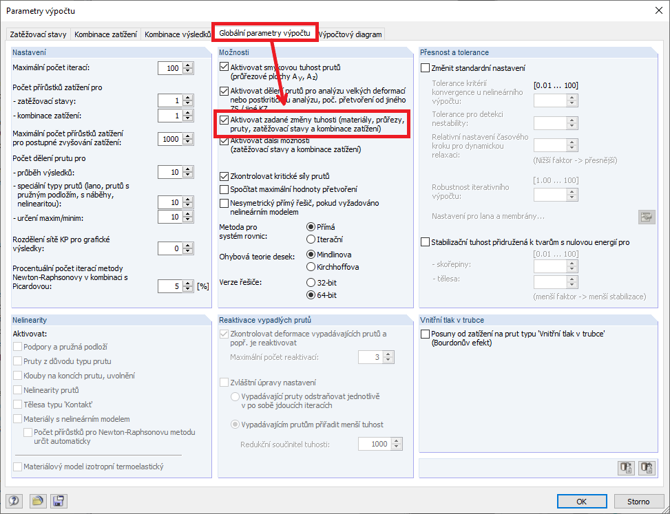 FAQ 005183 | Deaktivoval jsem objekty v zatěžovacích stavech. Proč jsou stále zohledněny při výpočtu v příslušném zatěžovacím stavu?