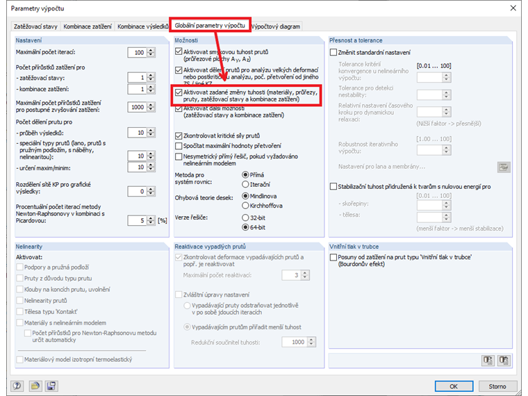 FAQ 005183 | Deaktivoval jsem objekty v zatěžovacích stavech. Proč jsou stále zohledněny při výpočtu v příslušném zatěžovacím stavu?