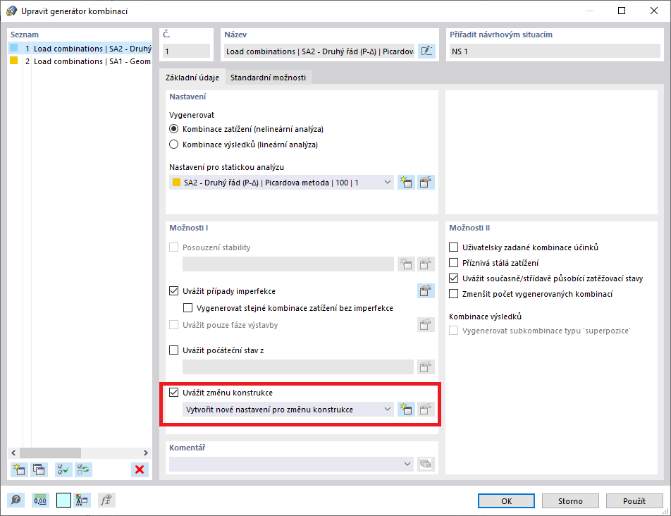 Možnost úpravy tuhosti