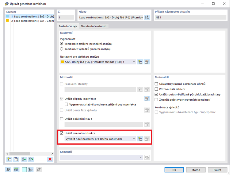 Možnost úpravy tuhosti